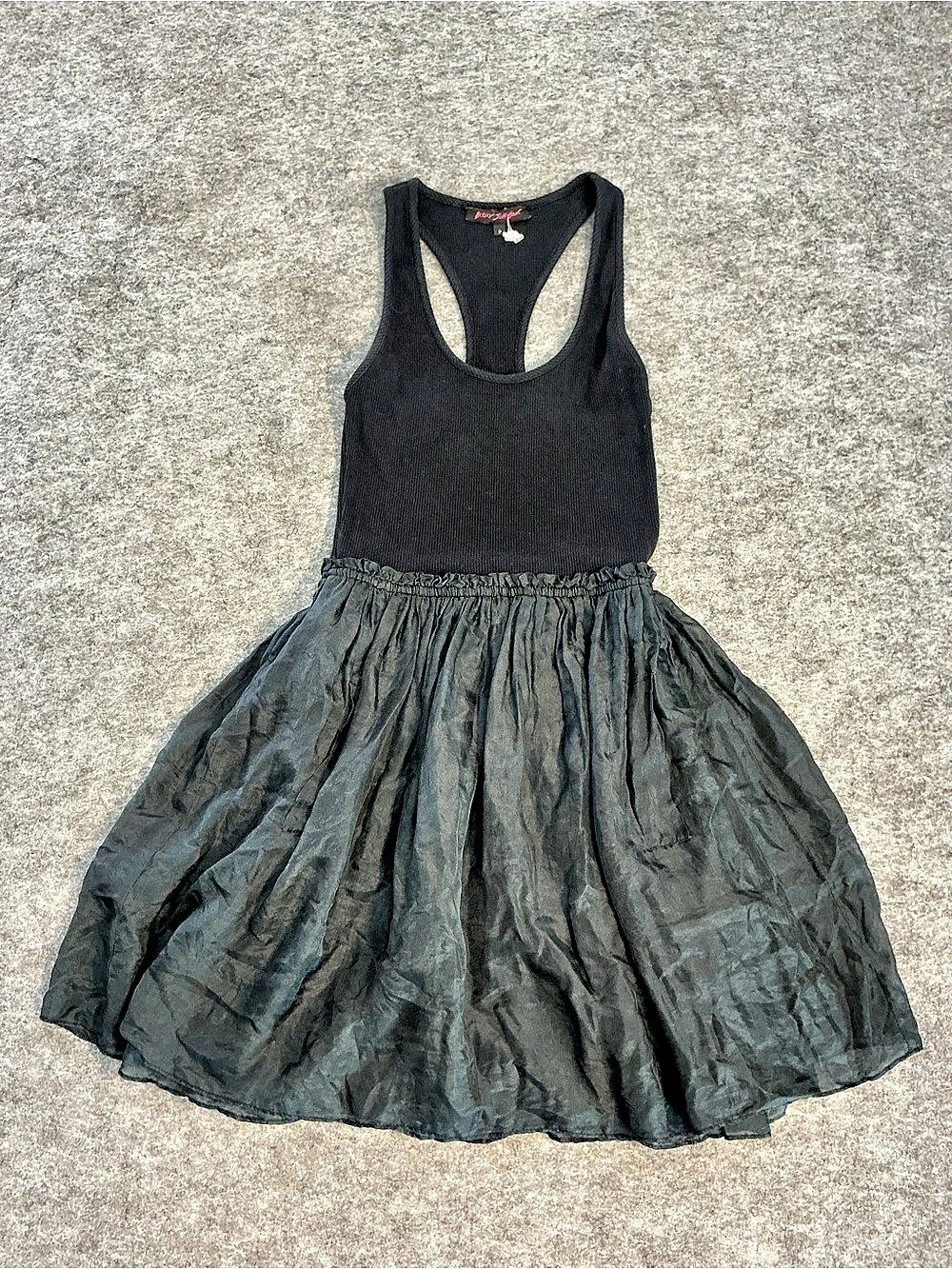 Betsey Johnson Cotton Silk Vintage Ribbed TankMini Dress in Black Size P